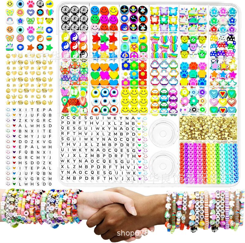Diy1642Pcs Clay Beads Friendship Bracelet Making Kit Kind Style Jewelry Making Supplies Cute Beaded