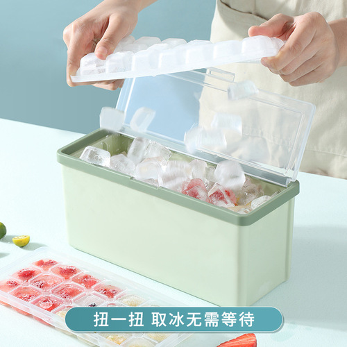Amazon's new ice box household ice cube mold multi-layer ice box with lid pp plastic pull-out ice tray