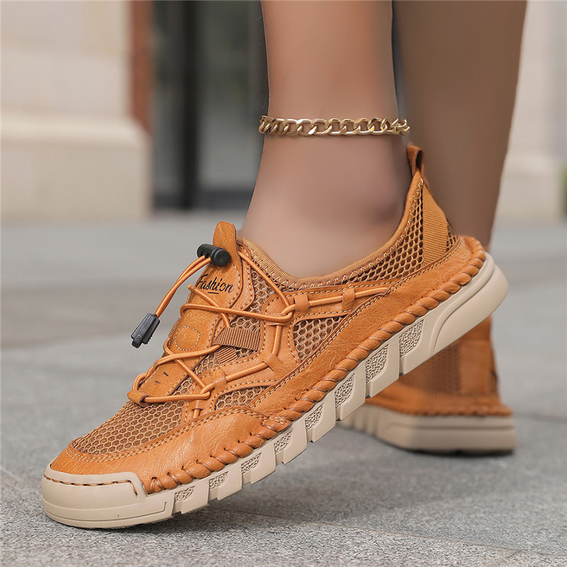 2025 Summer Hollow Breathable Men's and Women's Shoes Outdoor Sports Fashion Versatile Casual Shoes Cross-Border Large Size Women's Mesh