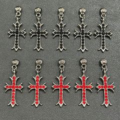 暗黒風オリジナル重ね付けシリーズのベルトバックルchoker重ね付け銃黒クロスロングタイプの水晶ペンダント