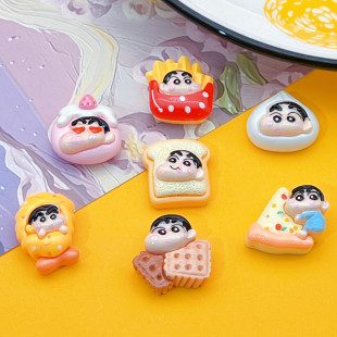 Cartoon Characters Food Toast Biscuits Shrimp Tail Hairpin Haircord Grab Clip Shoe Buckle Water Cup Sticker DIY Resin Accessories