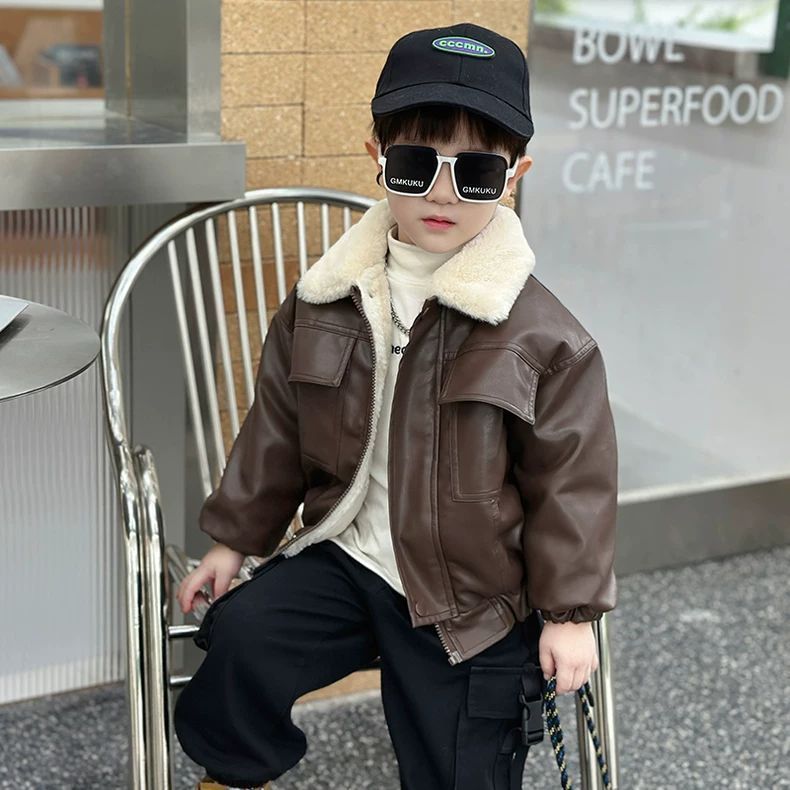 Boys Leather Jacket Stylish Spring Autumn Jacket For Children_voghion.com