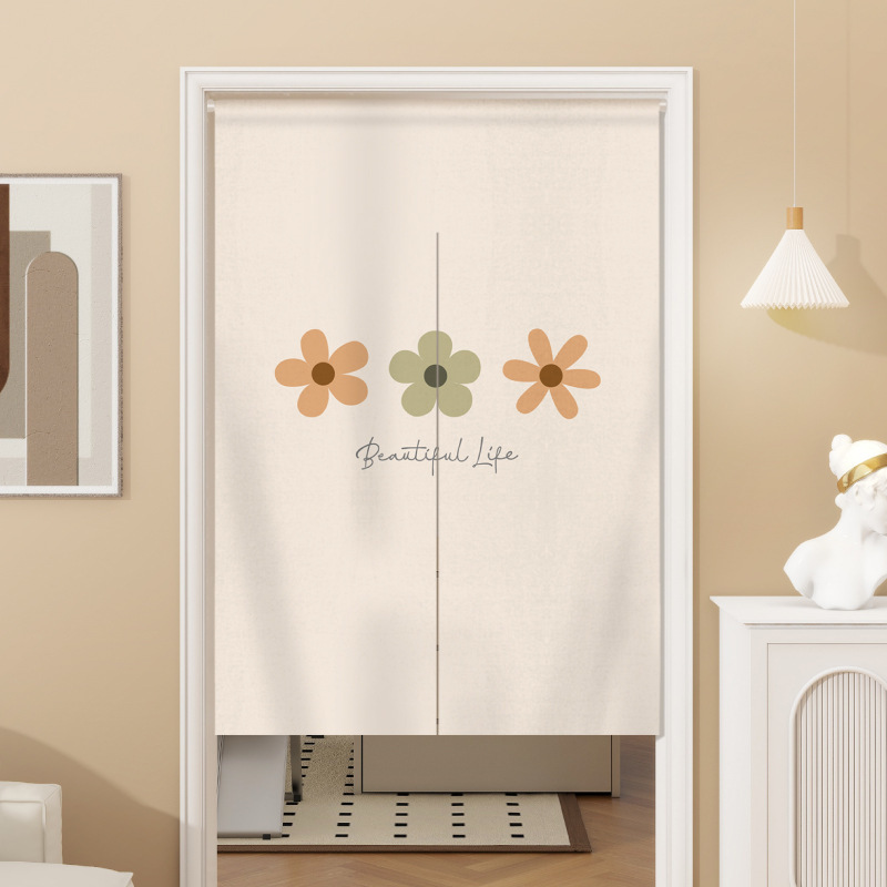 Scandinavian Simple Fabric Door Curtain Partition Curtain Cartoon Cute Bedroom Bathroom Toilet Curtain Half Curtain Hanging Curtain