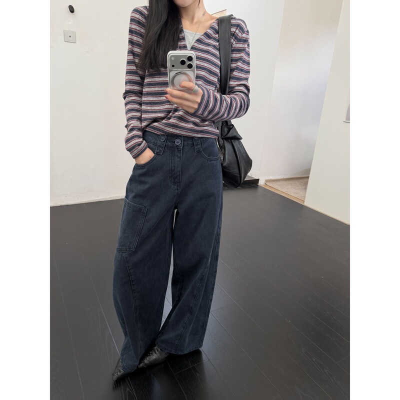 GAGD Vintage Washed Workwear Casual Jeans for Women, 26 Autumn New Versatile Loose Wide-Leg Trousers for Petite Women GAGD Vintage Washed Workwear Casual Jeans for Women, 26 Autumn New Versatile Loose Wide-Leg Trousers for Petite Women