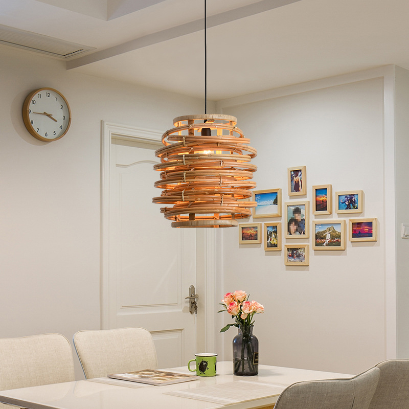 Lámpara de arte de vid del sudeste asiático, sala de té, sala de estar Zen retro, comedor, dormitorio residencial, lámpara de arte de bambú japonesa