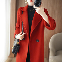 双面羊绒大衣女中长款宽松加厚100%羊毛秋冬新款双排扣羊毛呢外套