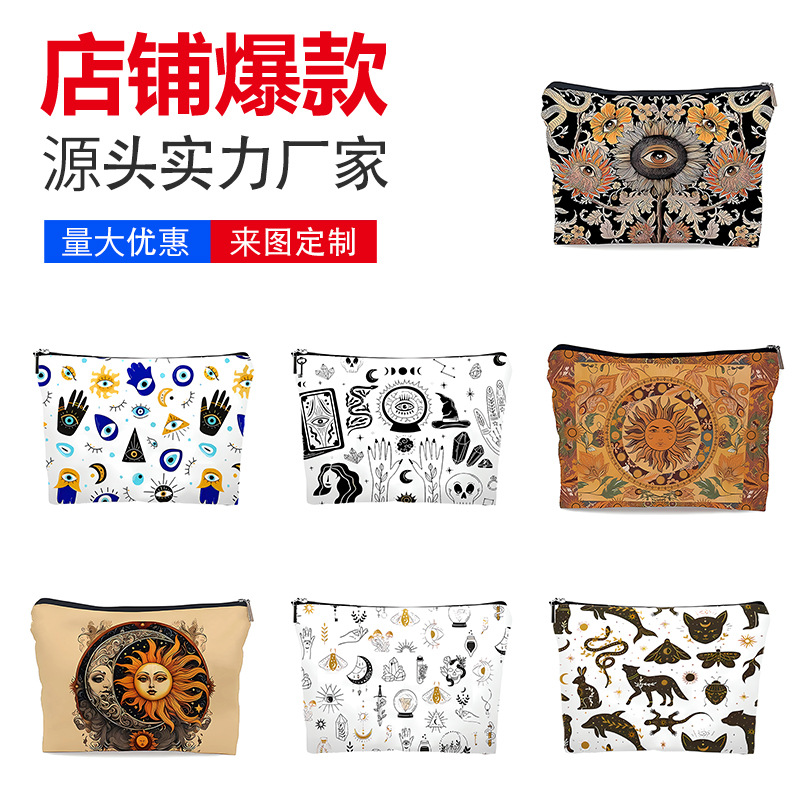 Nueva bolsa de maquillaje lino venta caliente tarot bolsa de maquillaje bohemia bolsa de mano bolsa de lavado bolsa de tela pequeña bolsa de almacenamiento