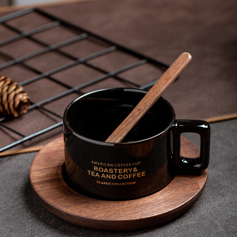 Taza de café americana con taza de nuez, taza de cerámica, taza de cerámica, regalo de mano