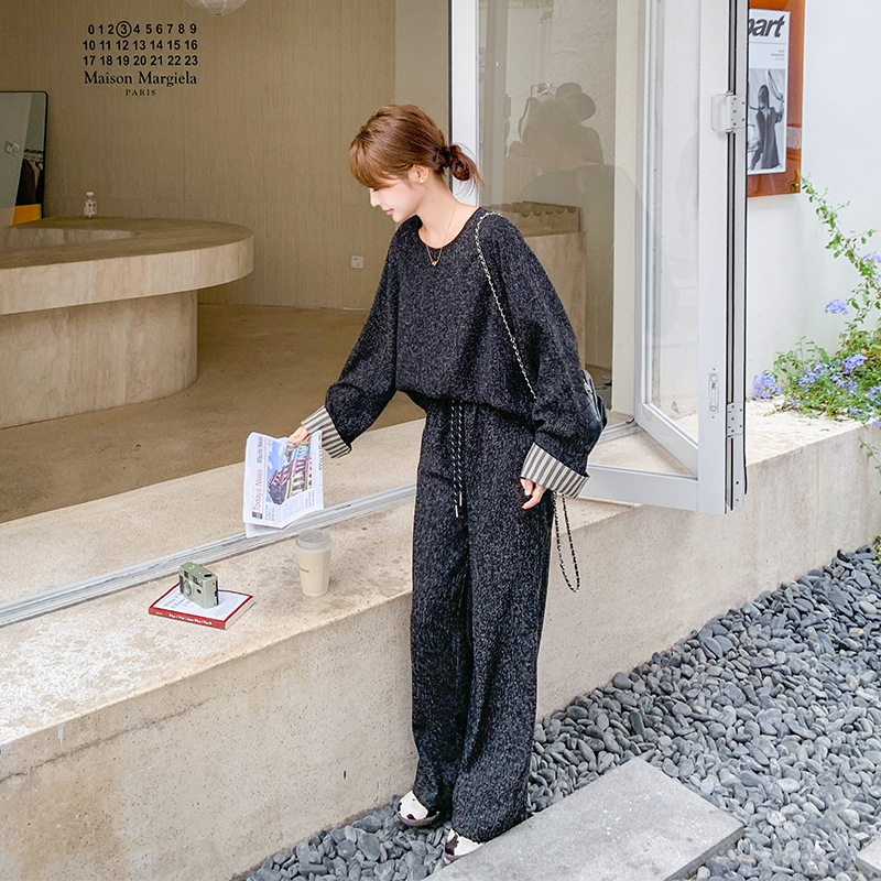 实拍秋装女2025新款时尚套装今年流行休闲宽松韩系高级独特两件套|undefined