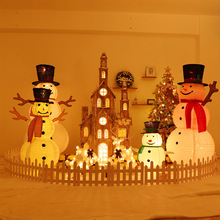 圣诞节发光圣诞雪人 大型商场橱窗装饰摆件1.8米铁艺大号雪人