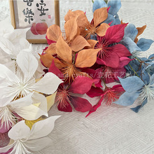 仿真一品红花艺盆栽仿真干花套装饰假花绢花客厅餐桌摆设摆放花卉