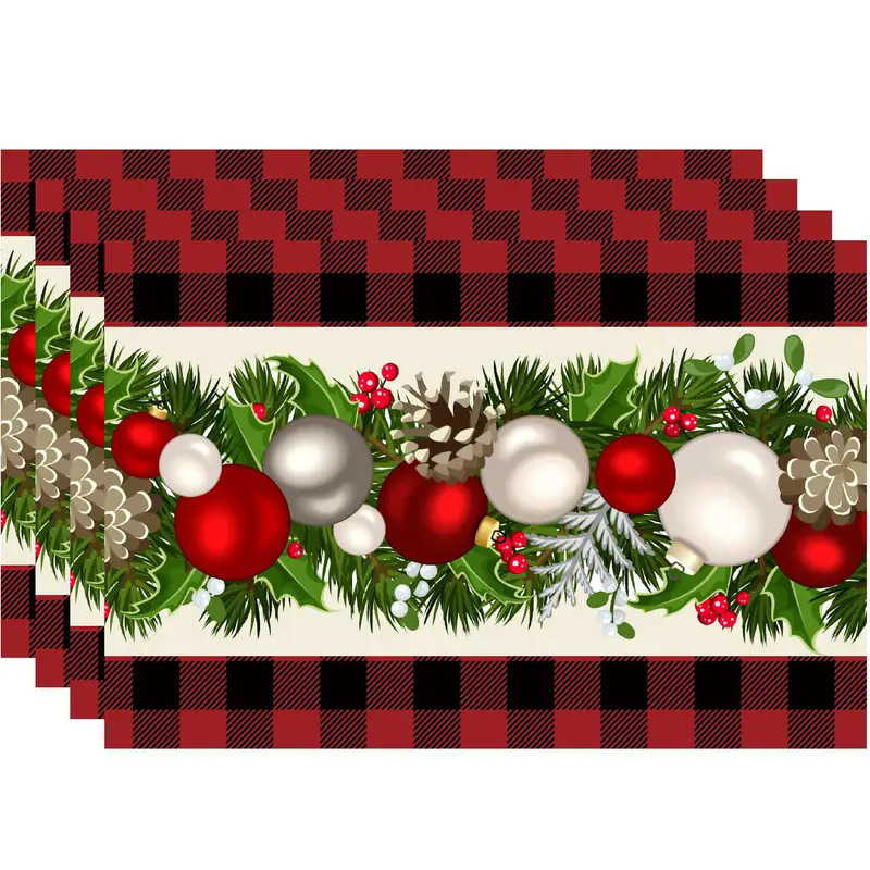 temu クロスボーダー クリスマス 新しいリネン プレースマット ホリデー パーティー パーティー デコレーション カップ 防汚断熱テーブルマット|undefined