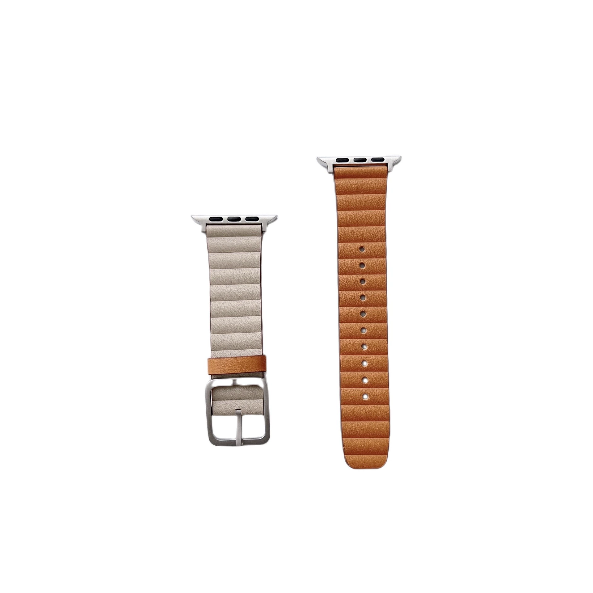 Apple double-sided bamboo watch strap, genuine leather with multiple color configurations