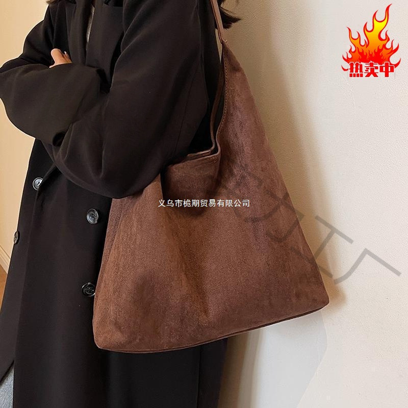 ⇞ Retro Frosted Large Bag for Women 2025 New Autumn and Winter Shoulder Bag Texture Commuter Bag Large Capacity Wholesale