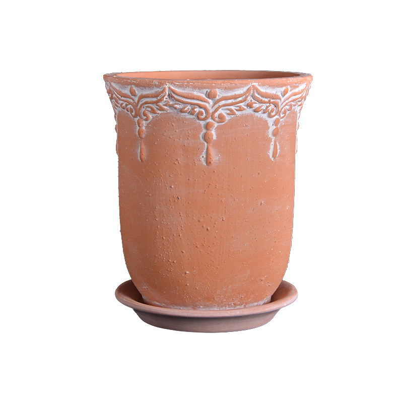Cross-border red pottery flower pot emperor Roman pottery pot deep high pot succulent flower pot retro stoneware breathable desktop green plant pot Cross-border red pottery flower pot emperor Roman pottery pot deep high pot succulent flower pot retro stoneware breathable desktop green plant pot