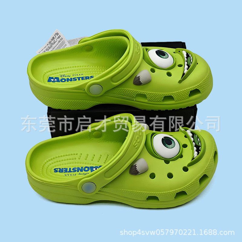 Cross nuevo cartón de dibujos animados monstruos eléctricos de ojos grandes zapatos antideslizantes para niños sandalias al por mayor