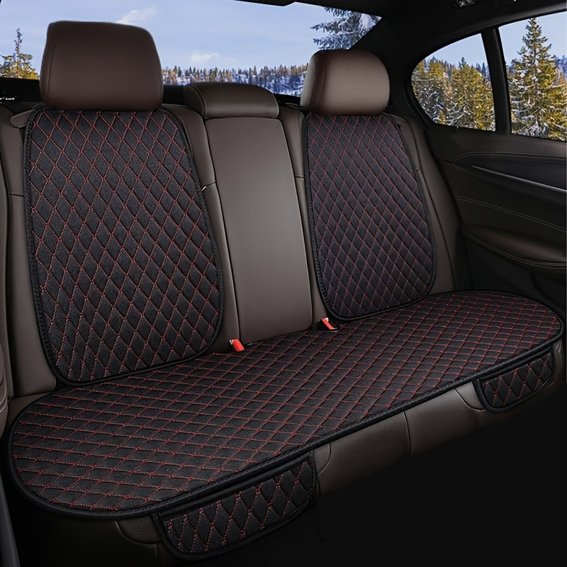 Seat cushion, seat cover — Lingxing Linen Fabric Set - cl-small-linen-black-red-back-2-rear-1-standard