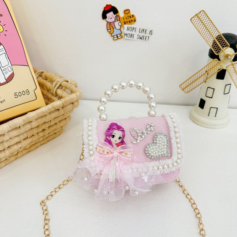Nuevo bolso infantil niña princesa hombro mochila perla de dibujos animados bolsos accesorios bolsos de cambio