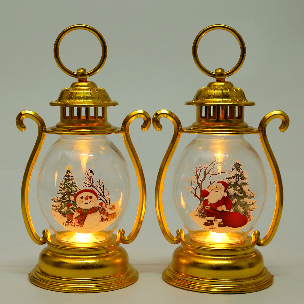 圣诞节装饰品复古手提小油灯LED蜡烛小夜灯跨境圣诞礼品摆件道具详情10