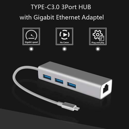 TYPE-C3.1 Gigabit network card USB to RJ45 network port USB3.0 interface notebook external network card aluminum alloy