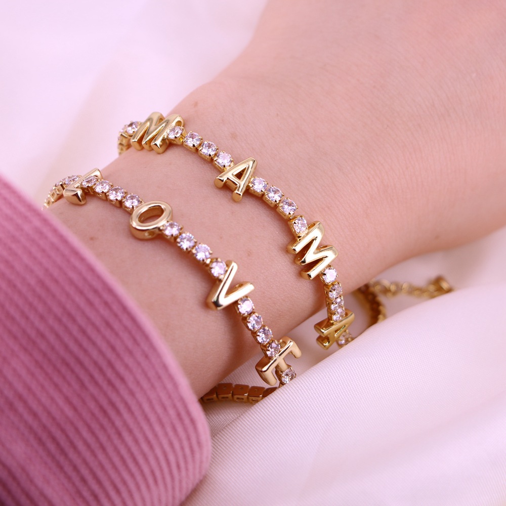 Fashion Letter Love Mama Copper Inlaid Zircon Bracelet display picture 4