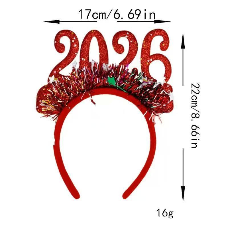 新年2026跨年发箍派对狂欢闪粉彩色头饰数字圣诞氛围跨境亚马逊热|undefined