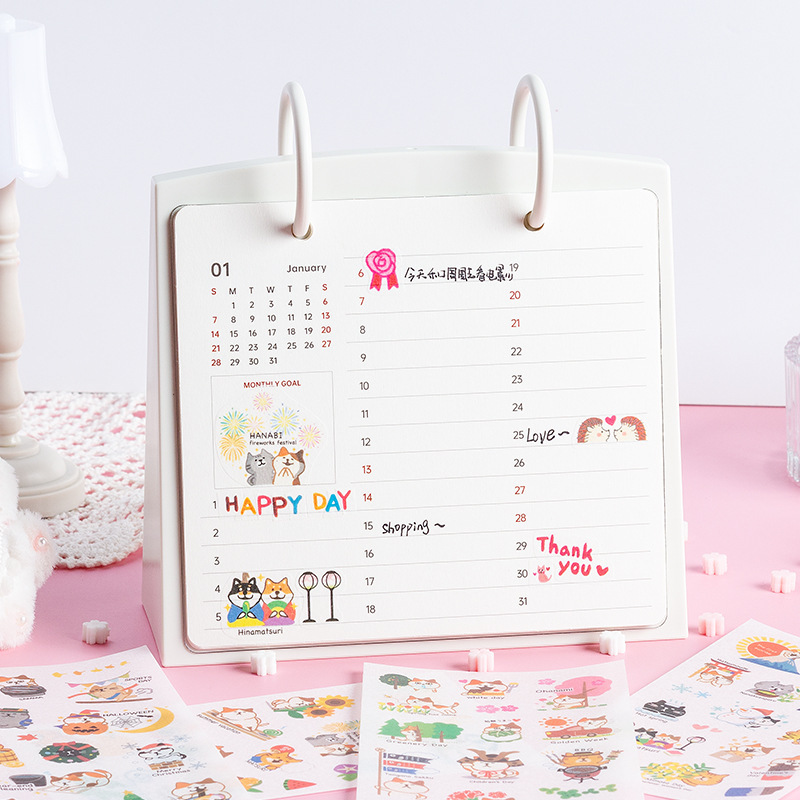 Colección de vacaciones y pegatinas de papel diy diario de mano pegatinas decorativas de dibujos animados pegatinas de materiales de decoración de animales