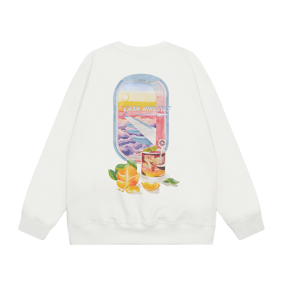 Marca de moda transfronteriza Casablanca letras de Casablanca impresión de color 380g lazo camiseta de cuello redondo