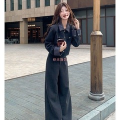 韩系灰色西装套装女春季流行盐系又a又飒ootd西服两件套穿搭