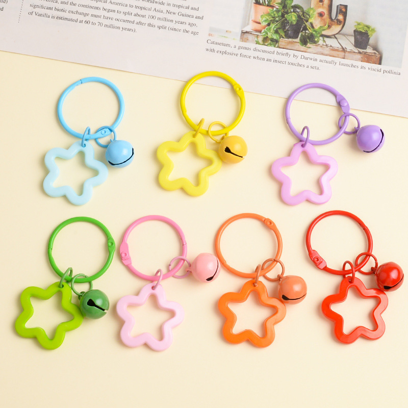 Color five-pointed star acrylic key chain pendant dopamine headphone set pendant small fresh couple bag decoration