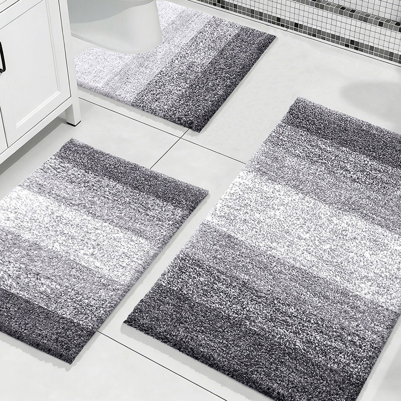 Alfombras de baño de flocado transfronterizas simples puerta de absorción de agua de tres piezas conjunto de almohadillas antideslizantes al por mayor image 7