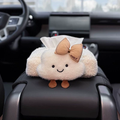 2025 New Car Tissue Box, Car tissue box/set - sweetheart-bow-cloud-armrest-box-tissue-box