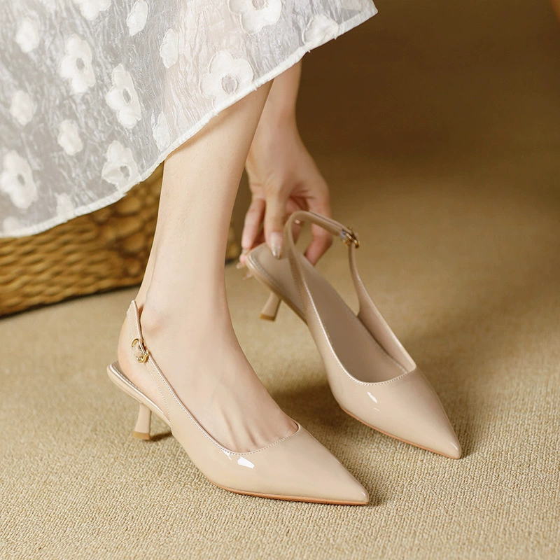 Женские сандалии Fuxing, весна-лето 2024, новые модные сандалии, темпераментные, самые последние модели, модные сандалии с ремешком из лакированной кожи, свадебные туфли