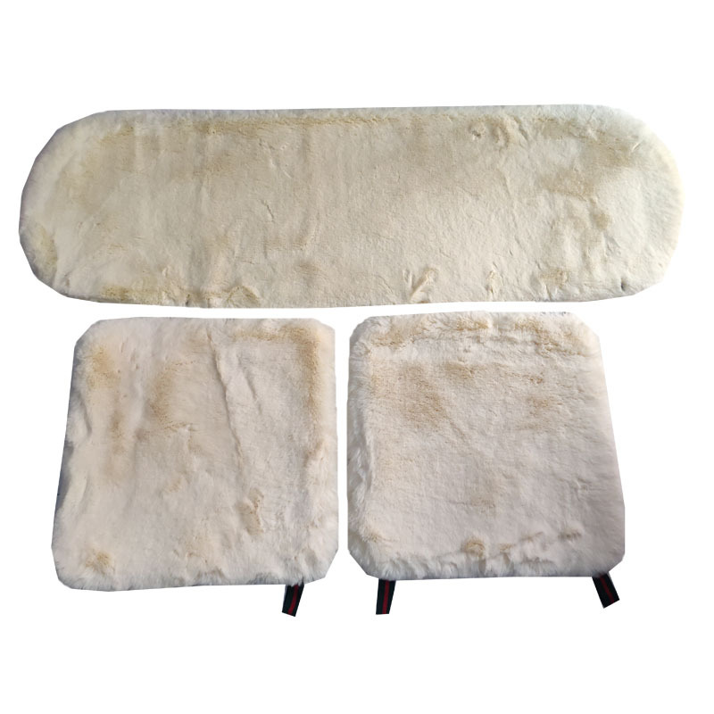 Autumn and Winter encryption thickened imitation rabbit fur three-piece car cotton cushion square cushion imitation wool car cushion without back cushion