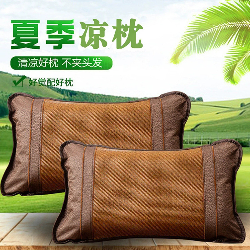 Summer Pillow Adult Bamboo Mat Rattan Pillow Breathable Tea Pillow Student Dormitory Single Buckwheat Pillow Summer Neck Pillow