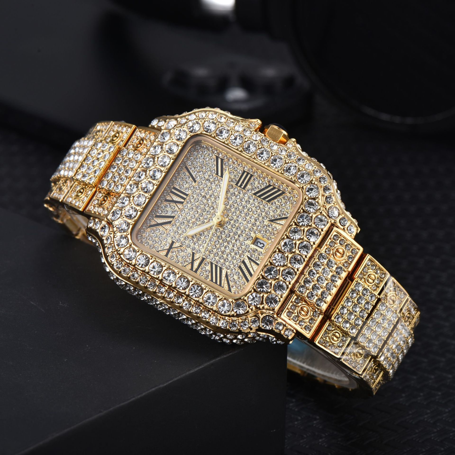 2025 Hot Style High Quality Export Casual Steel Band Quartz Full Diamond Niricha Watch Manufacturer Wholesale One Piece