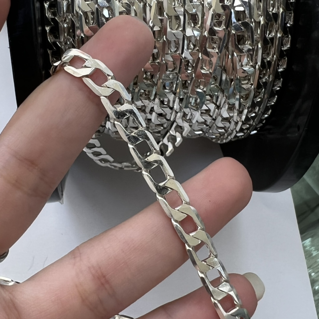 S925 Sterling Silber Kubanische Panzerkette Für Damen Und Herren_voghion.com