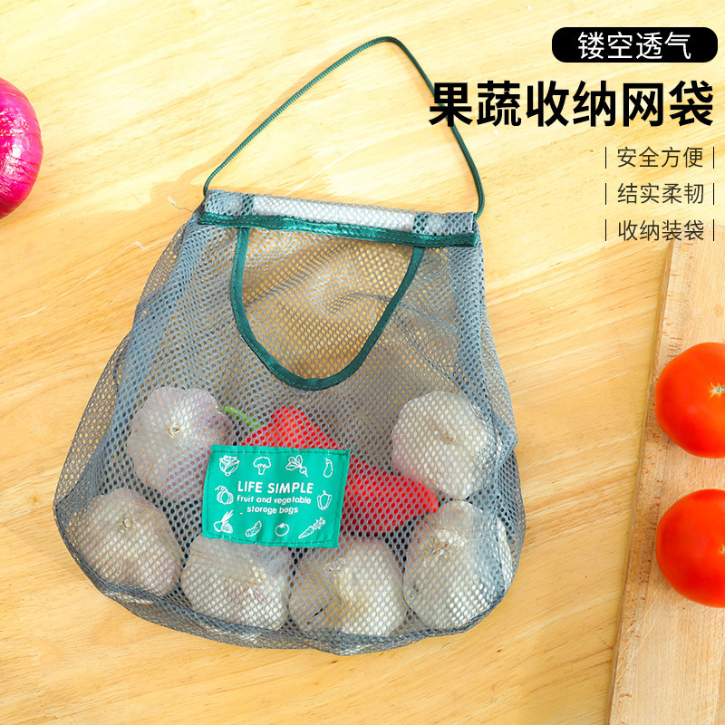 台所多機能果物野菜掛け袋姜にんにく収納神器壁掛けにんにくにんにくにんにく収納袋通気網袋|undefined