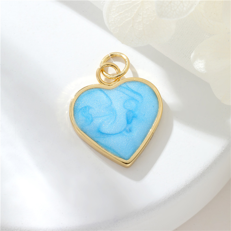 5g Weight Pendant Jewelry Making Type DIY Jewelry Accessories Classification 1 Piece Quantity Copper Material Heart Shape Pattern Enamel Design Sweet, Simple Style Style 1 Piece Copper Heart Shape Pendant 7