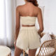 2025 Foreign Trade Wholesale Summer New European and American Casual Vacation Bow Tube Top Women's Shorts Suit Two-Piece Set