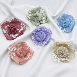 Burned Edge Fabric Lace Curly Flower Organza Flower DIY Accessories Fabric Corsage Accessories Chiffon Flower Accessories
