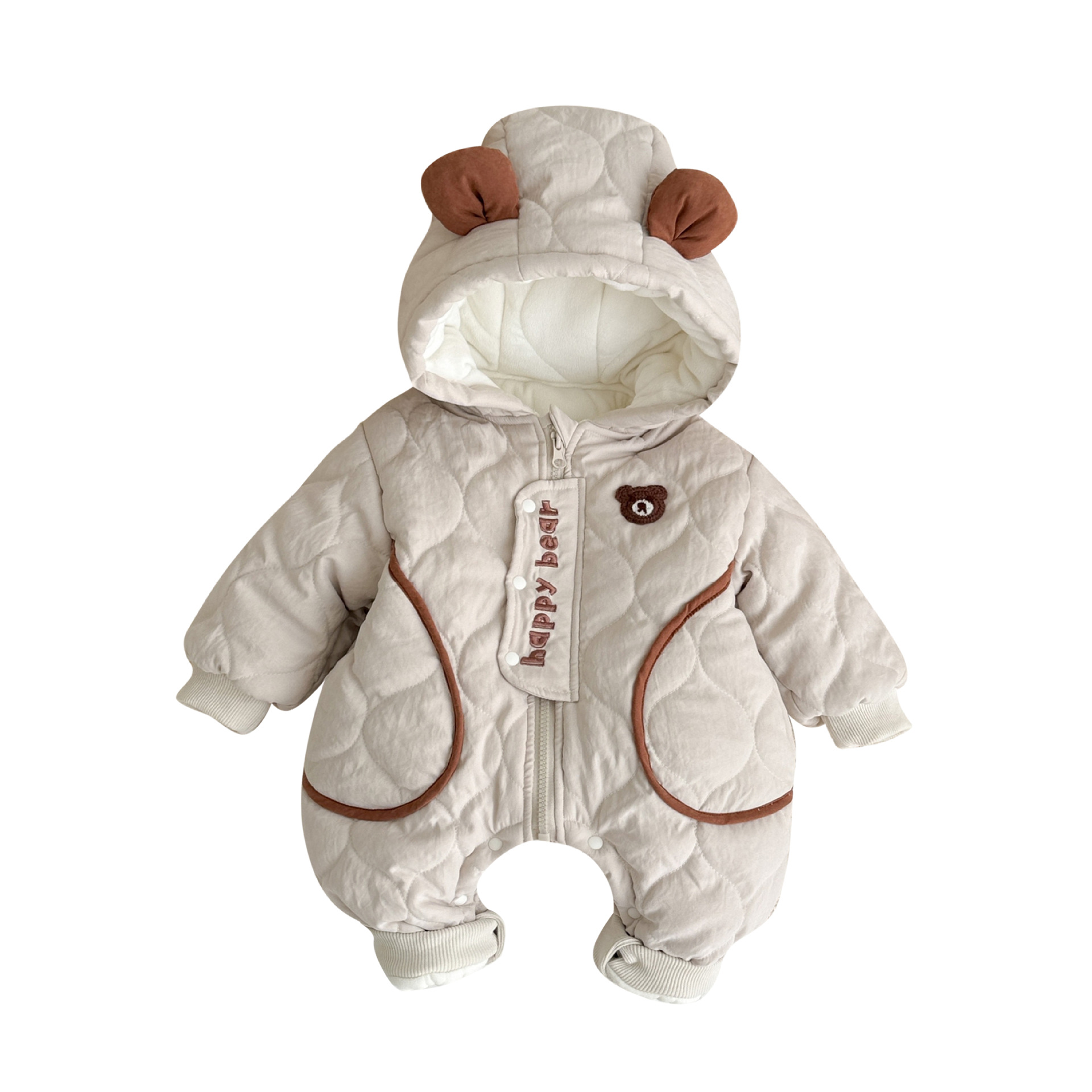 [Estilo personalizado] 2024 nuevo bebé de invierno coreano de dibujos animados lindo oso grueso cálido abrigo de una pieza