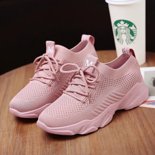 2025 New White Shoes Lightweight Breathable Running Shoes Women's Feiwei Korean Style Casual Shoes Summer Shock Absorbing Sports Shoes