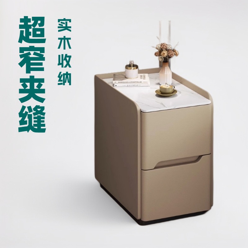 Slate Bedside Table All Solid Wood Simple Modern Light Luxury High-End Home Bedroom Storage Bedside Cabinet Small Apartment