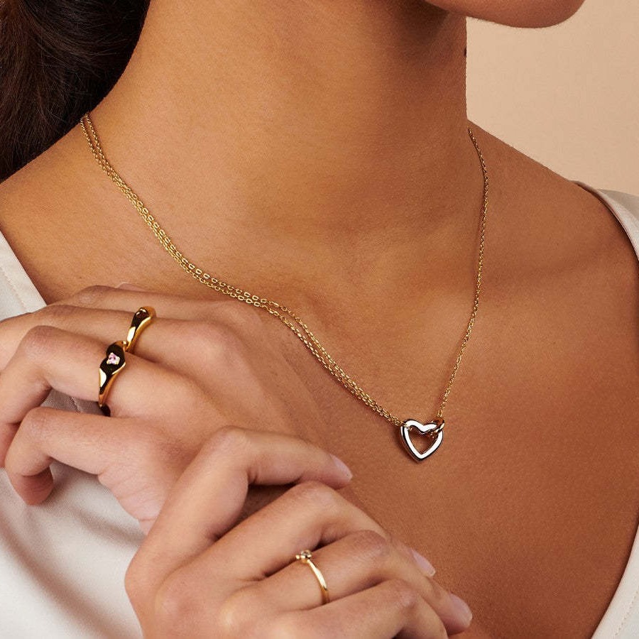 Bracelets, Necklace Classification Titanium Steel Gold Plated Simple Style Classic Style Plating Heart Shape Bracelets Necklace