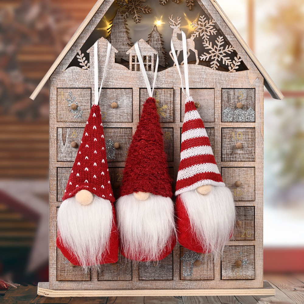 Décoration de Noël créative nouvelle petite poupée tricotée pendentif poupée sans visage petite poupée suspendue vieil homme pendentif_voghion.com