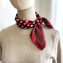 2025新款真丝53cm方巾优雅气质复古波点时尚桑蚕丝丝巾方巾好搭配