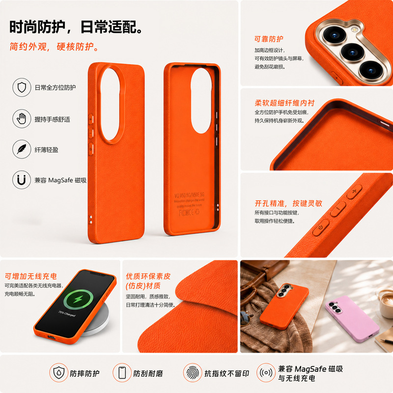 Suitable for Indian vivo phone cases, high-quality TPU imitation leather texture, direct from the factory