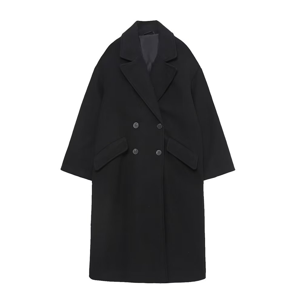 Women Autumn Winter Thick Long Coats Vintage V Neck Long Sleeve Pockets Jackets Fashion 2023 Elegant Female Coats_voghion.com