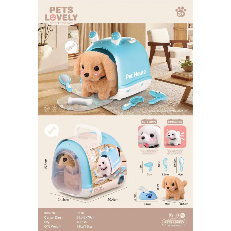 Club Teddy Club Peluche eléctrico Conejo blanco Golden Retriever Juguetes para niños Caminar llamado Muñeca de mascota